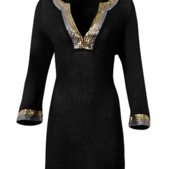 NEW VENUS BLACK SEQUIN COVER-UP DRESS XS - Picture 4 of 4